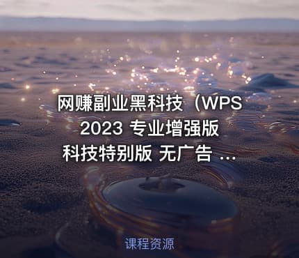 网赚副业黑科技（WPS 2023 专业增强版 科技特别版 无广告 无会员 政企版合集！含插件+安卓+电脑+金山PDF工具箱）