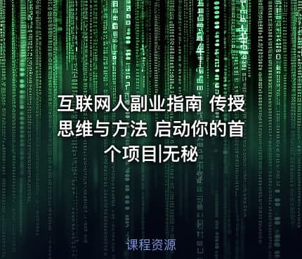 互联网人副业指南 传授思维与方法 启动你的首个项目|无秘