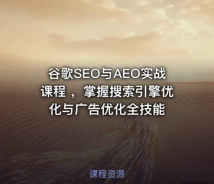 谷歌SEO与AEO实战课程 ，掌握搜索引擎优化与广告优化全技能