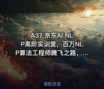 A37 京东AI NLP高阶实训营，百万NLP算法工程师腾飞之路，视频+源码价值25800元