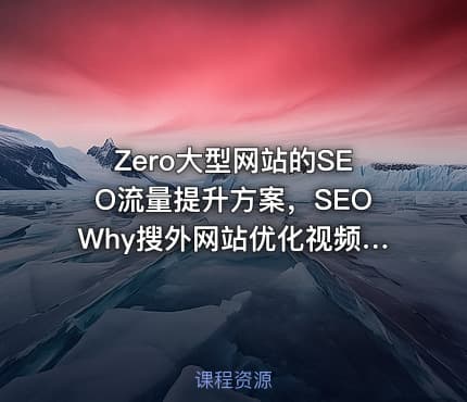 Zero大型网站的SEO流量提升方案，SEOWhy搜外网站优化视频培训 价值599元
