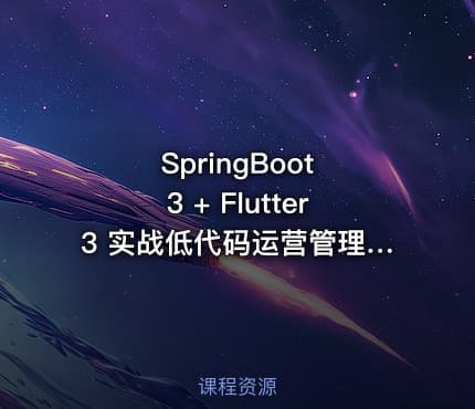 SpringBoot 3 + Flutter3 实战低代码运营管理|高清完结