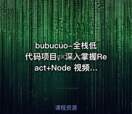 bubucuo-全栈低代码项目，深入掌握React+Node 视频课程