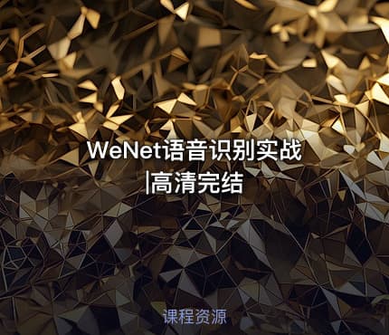 WeNet语音识别实战|高清完结