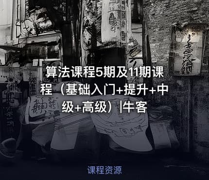 算法课程5期及11期课程（基础入门+提升+中级+高级）|牛客